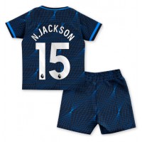 Camisa de Futebol Chelsea Nicolas Jackson #15 Equipamento Secundário Infantil 2023-24 Manga Curta (+ Calças curtas)